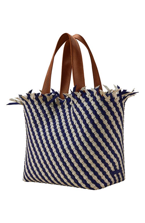 Shop Naghedi Medium Havana Stripe Woven Tote In Venice