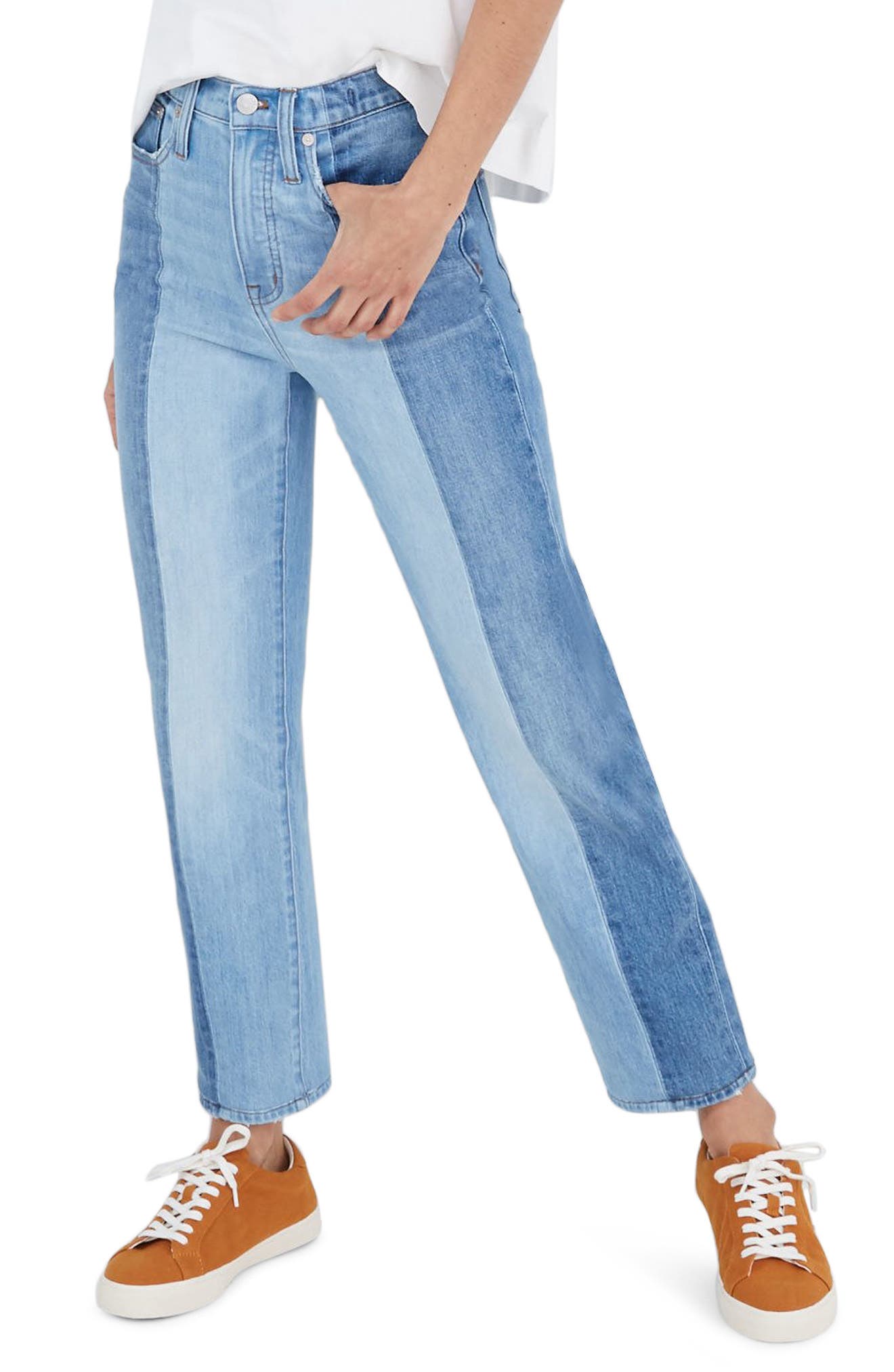 madewell two tone jeans