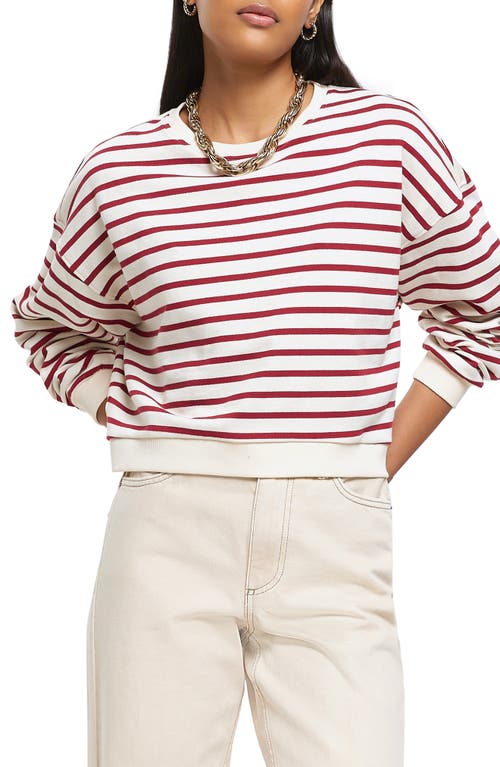 Stripe Crop Sweatshirt in Red