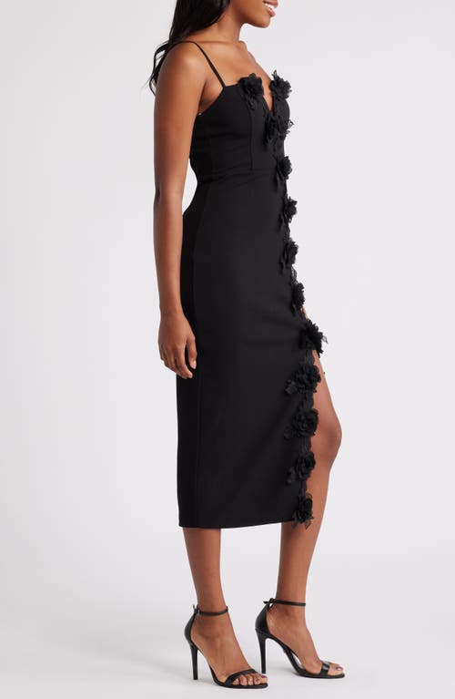 Shop Lulus 3d Floral Appliqué Stretch Cocktail Dress In Black