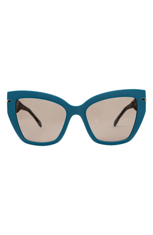 MITA SUSTAINABLE EYEWEAR 56mm Gradient Cat Eye Sunglasses in Matte Teal/Matte Tort