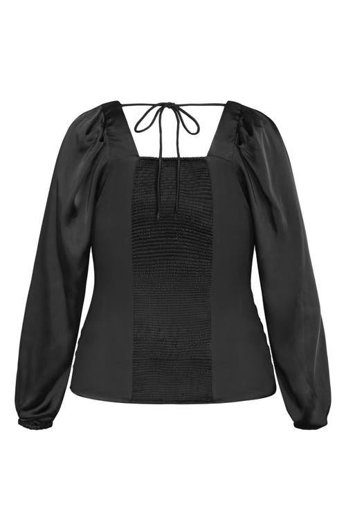 Shop City Chic Sienna Center Ruched Satin Top In Black