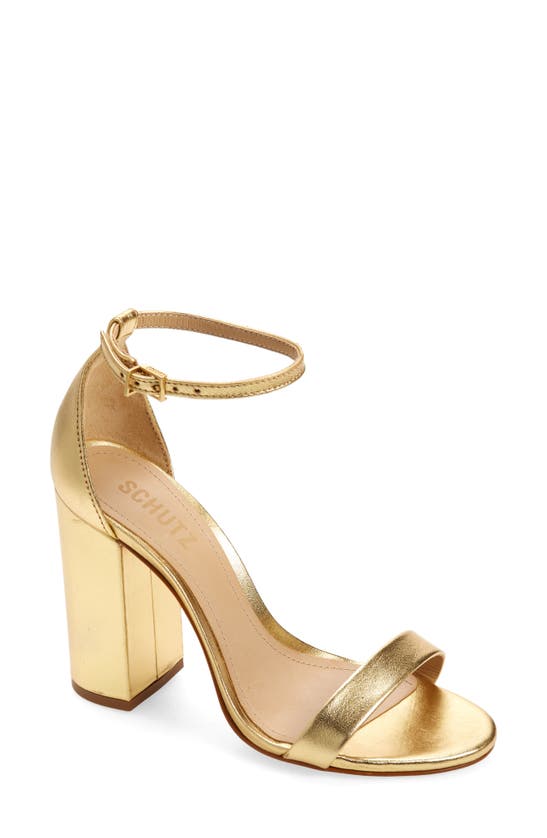 Schutz Cadey Lee Ankle Strap Sandal In Ouro Claro Orch