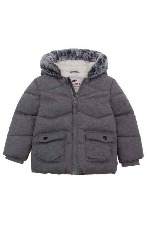 Shop Rokka&rolla Baby Cozy Fleece Lined Warm Winter Coat With Hood In Winter Grey