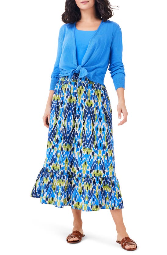 Shop Nic + Zoe Diamond Dash Tiered Maxi Skirt In Blue Multi