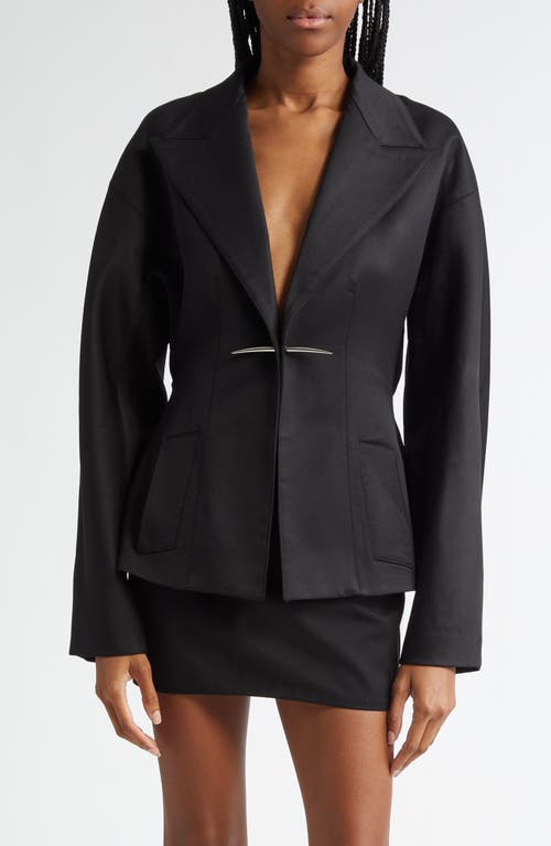 GRACE LING Vertebrae Pierced Wool Blazer in Black 