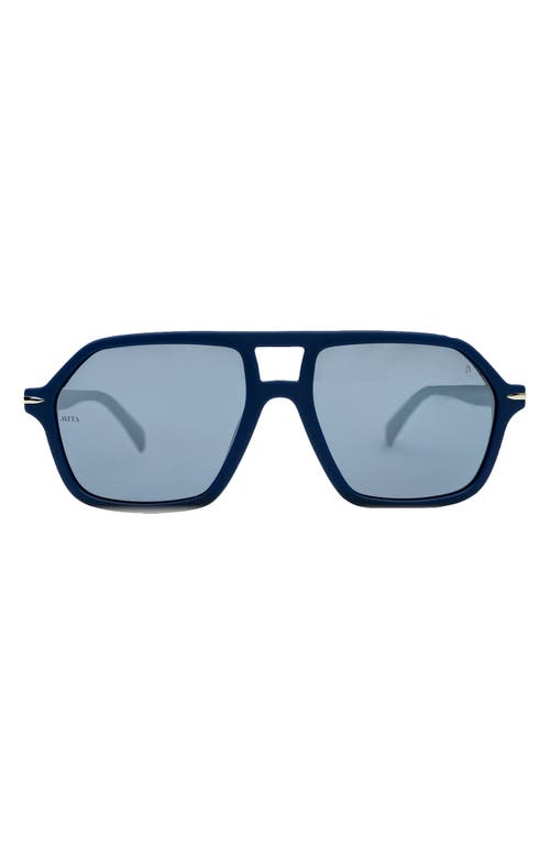 58mm Navigator Sunglasses in Matte Blue/Matte Demi