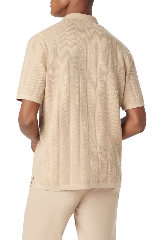 Shop Bugatchi Rib Short Sleeve Polo Sweater In Sand
