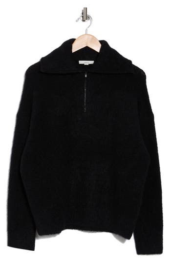 Vince Quarter Zip Sweater In Black