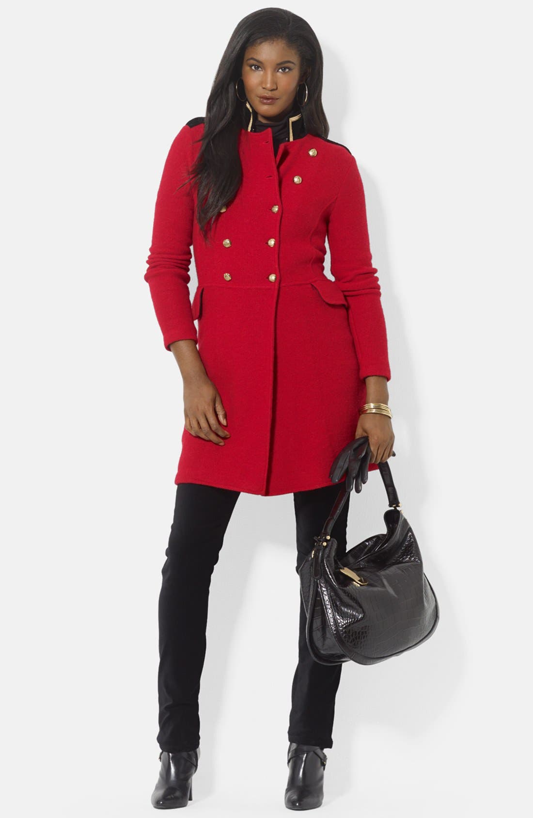 ralph lauren wool blend officer's coat