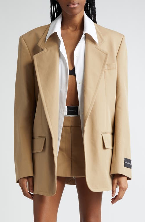 Shop Alexander Wang Prestyled Shirt Inset Oversize Boxy Twill Blazer In Chino