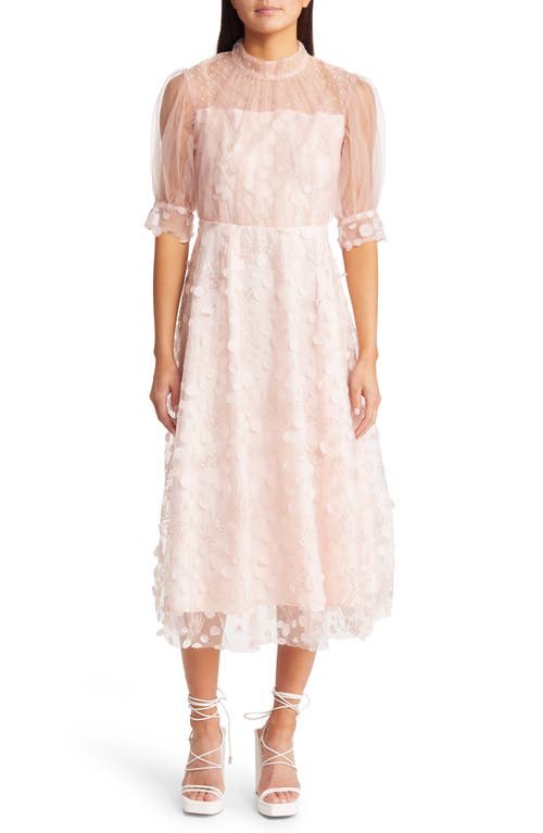 Amy Lynn Keyhole Back Sequin Tulle Midi Dress in Pink