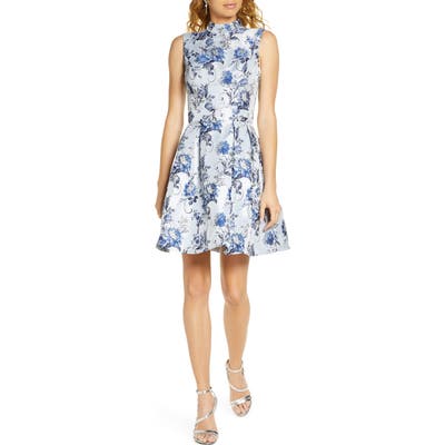 Chi Chi London Elowen Fit & Flare Cocktail Dress, Blue