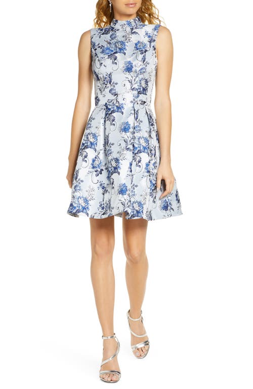 Chi Chi London Elowen Fit & Flare Cocktail Dress in Blue at Nordstrom, Size 4