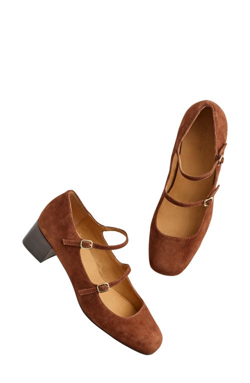 Madewell The Nettie Heeled Mary Jane In Soft Mahogany