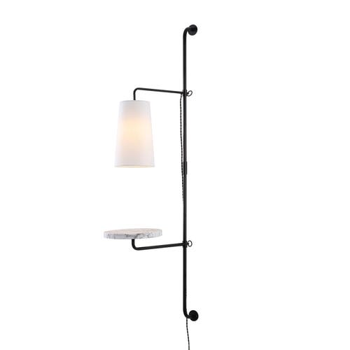 Jonathan Y Andre 1-light Contemporary Industrial Iron Plug-in With Adjustable White Marble Table Led In Black