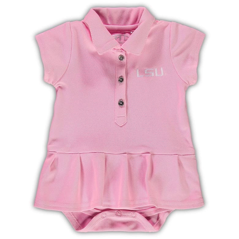 Garb Babies' Girls Infant  Pink Lsu Tigers Caroline Cap Sleeve Polo Bodysuit