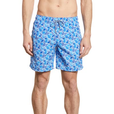 Bugatchi Tropical Fruit Print Swim Trunks, Blue