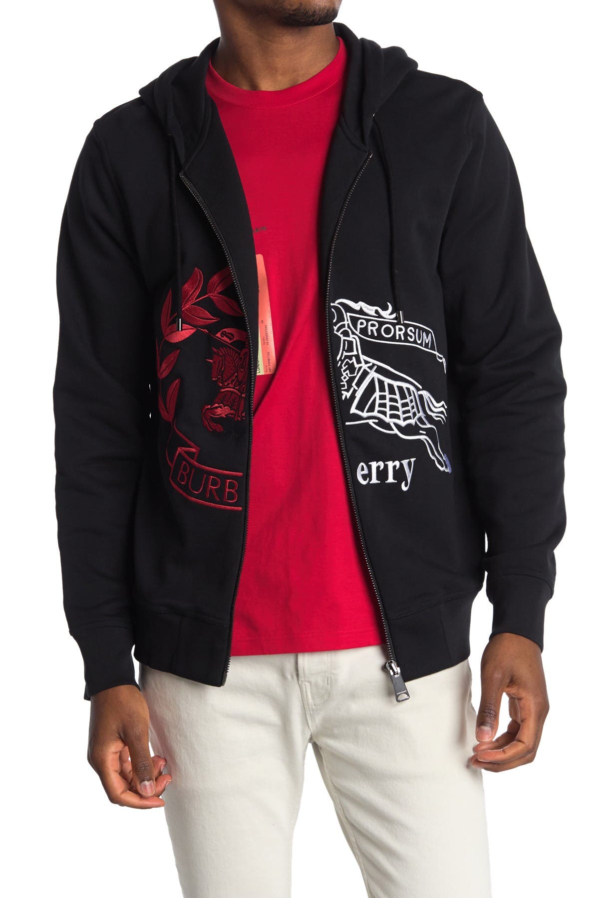 embroidered zip hoodie