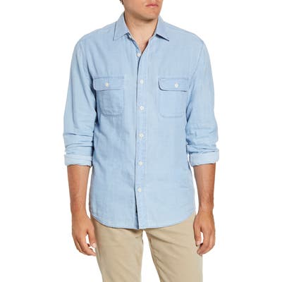 Faherty Penny Regular Fit Button-Up Work Shirt, Blue