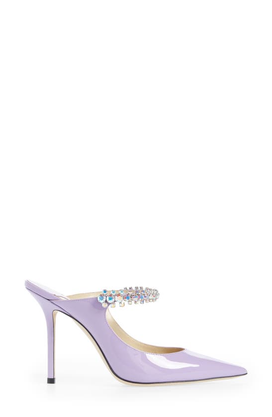 Jimmy Choo Bing Crystal Embellished Pointed Toe Patent Mule In Wisteria ...