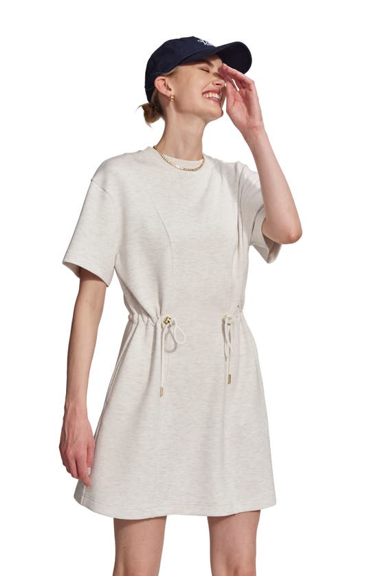 Shop Varley Maple Heathered Short Sleeve Sweater Dress In Ivory Marl