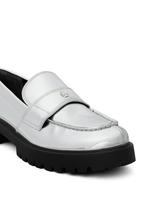 Shop Tory Burch Classic Platform Lug Sole Loafer In Argento