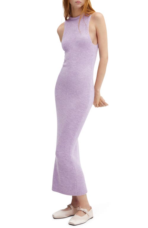 Mango Sleeveless Knit Midi Dress In Purple