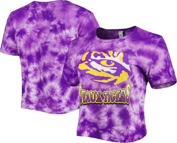 ZOOZATZ Women's ZooZatz Purple LSU Tigers Cloud-Dye Cropped T-Shirt ...