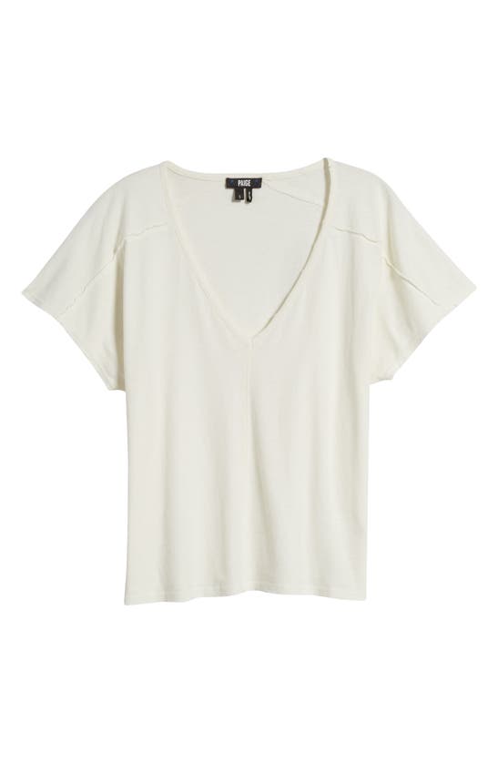 Shop Paige Yelena Cotton & Linen V-neck T-shirt In Off White