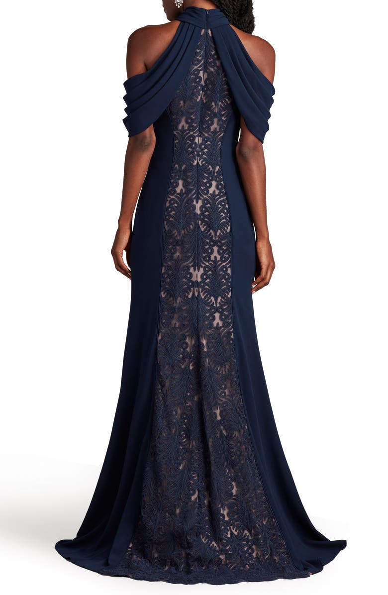 Robe Longue Tadashi Shoji Navy Nude Griffon - Taille 10, Neuf Avec étiquettes