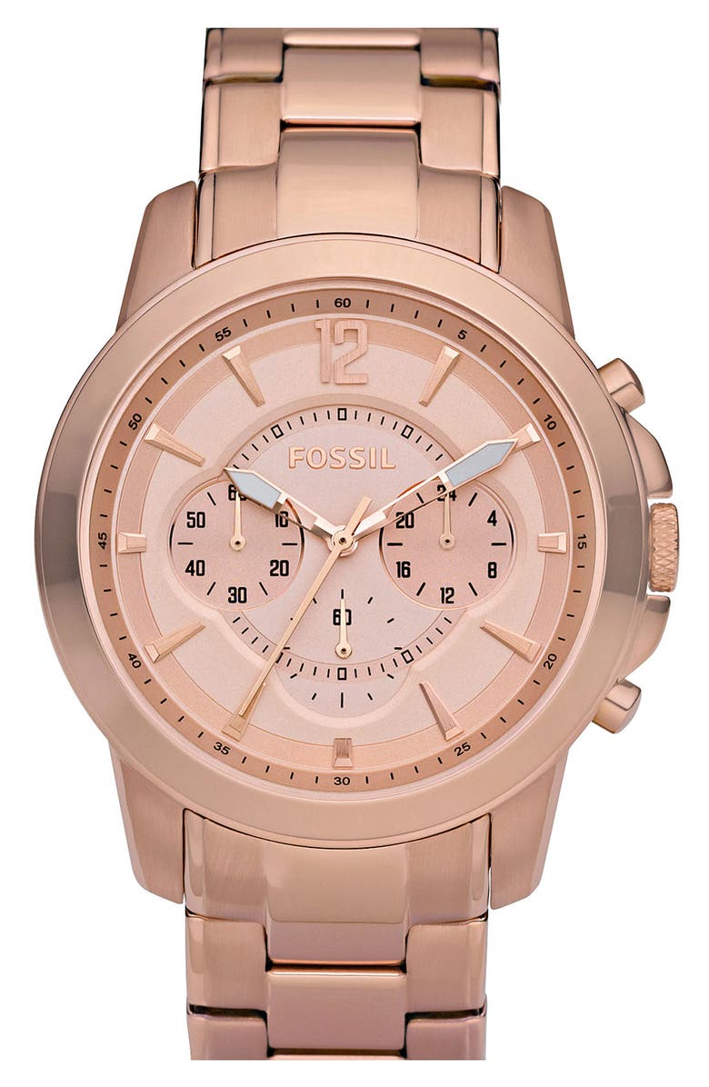 Fossil Rose Gold Chronograph Bracelet Watch, 42mm | Nordstrom