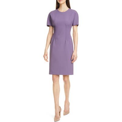 Boss Dituck Pintuck Sheath Dress, Purple