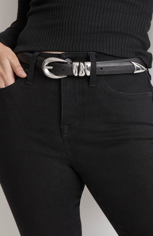 Shop Madewell Chunky Metal Leather Belt In True Black/silver