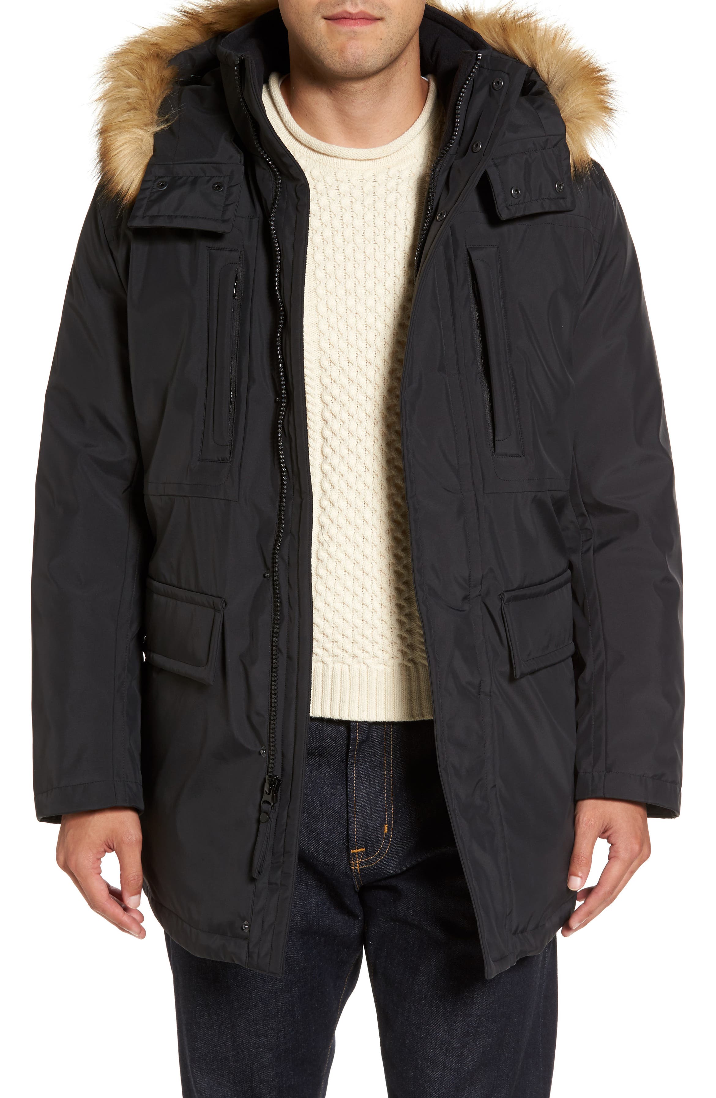Marc New York Down Jacket with Faux Fur Trim | Nordstrom