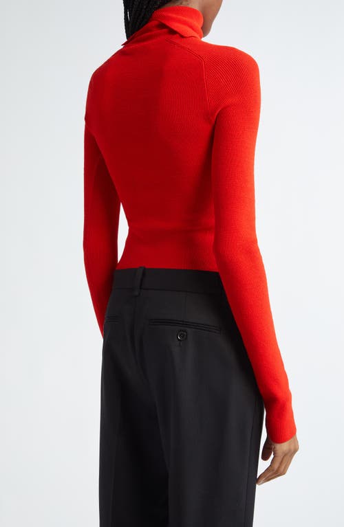 Proenza Schouler Fox Longline Logo Rib Turtleneck Top In Red