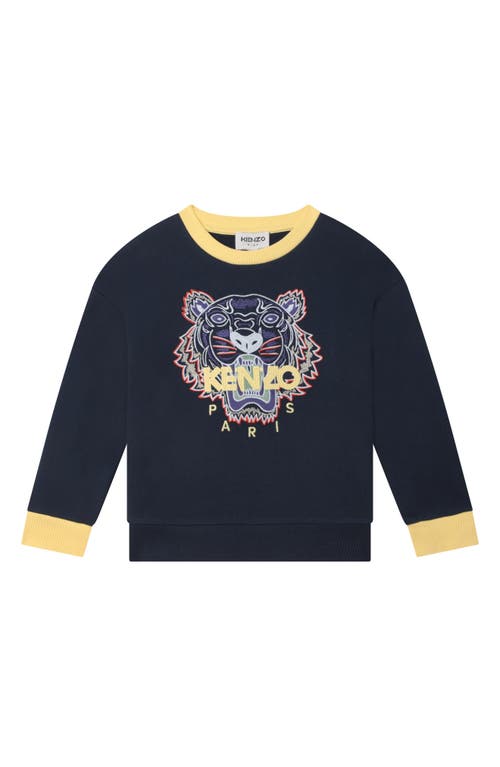 KENZO Kids' Embroidered Tiger Cotton Graphic Sweatshirt in Navy