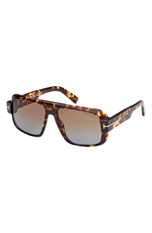 Shop Tom Ford Turner 58mm Navigator Sunglasses In Havana/brownlight Blue