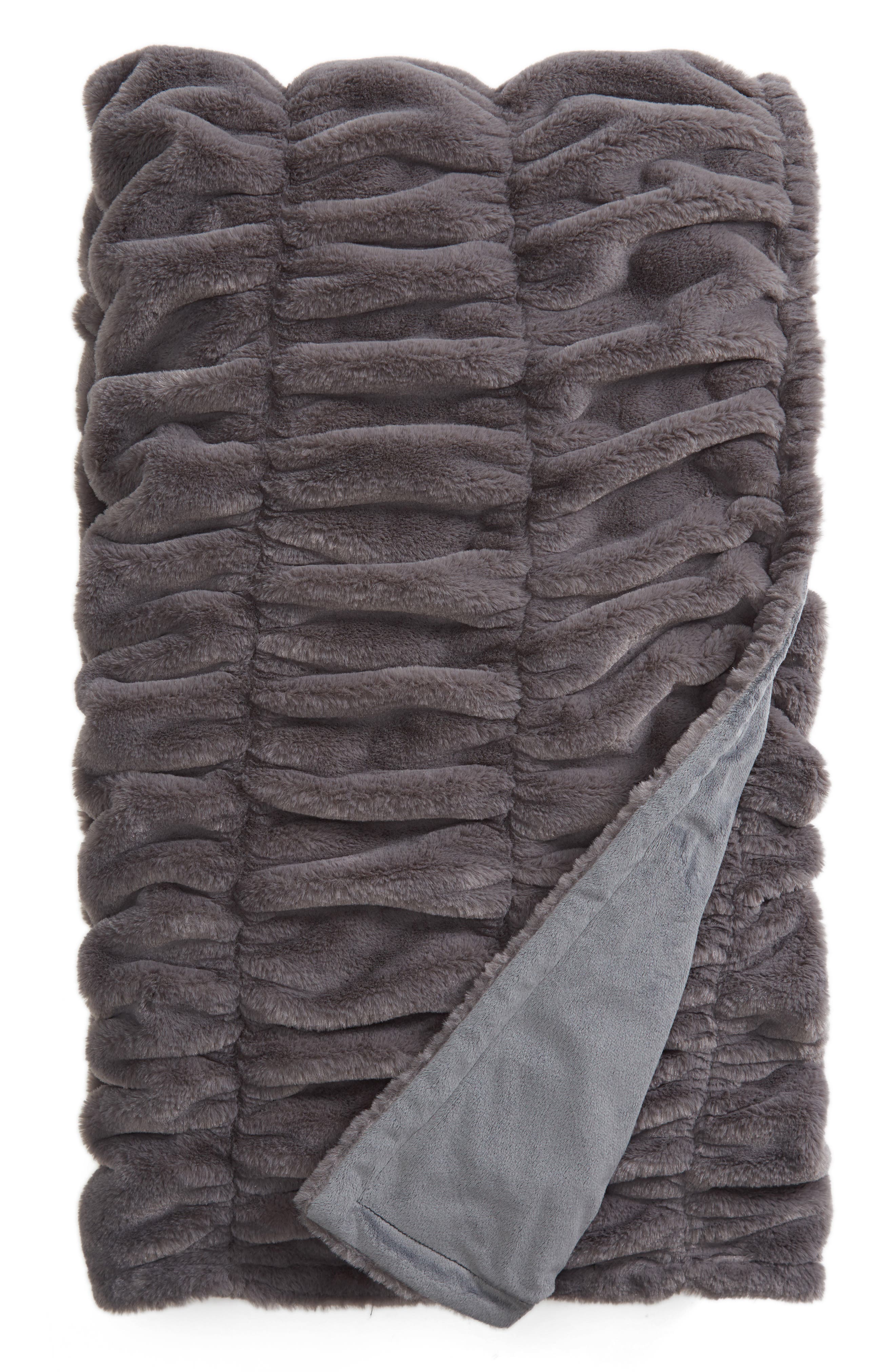 Nordstrom at Home Ruched Faux Fur Throw Blanket Nordstrom