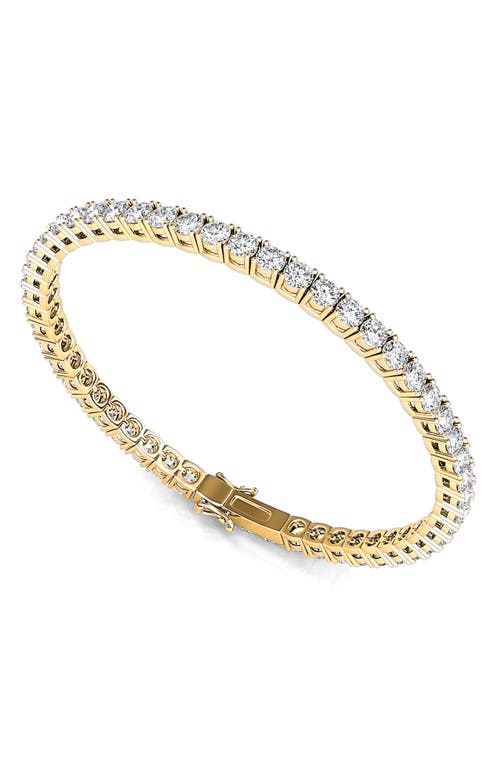 Hautecarat 7.00 Ctw 4 Prong Round Cut Tennis Bracelet In Yellow Gold