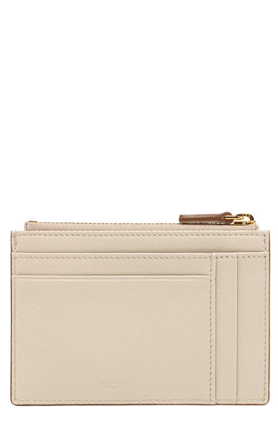 Mcm Aren Leather Card Case In Blue