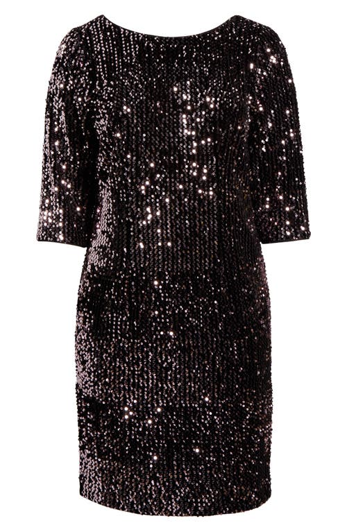 Shop Sl Fashions Sequin Velvet Cocktail Dress In Black/rose Gold