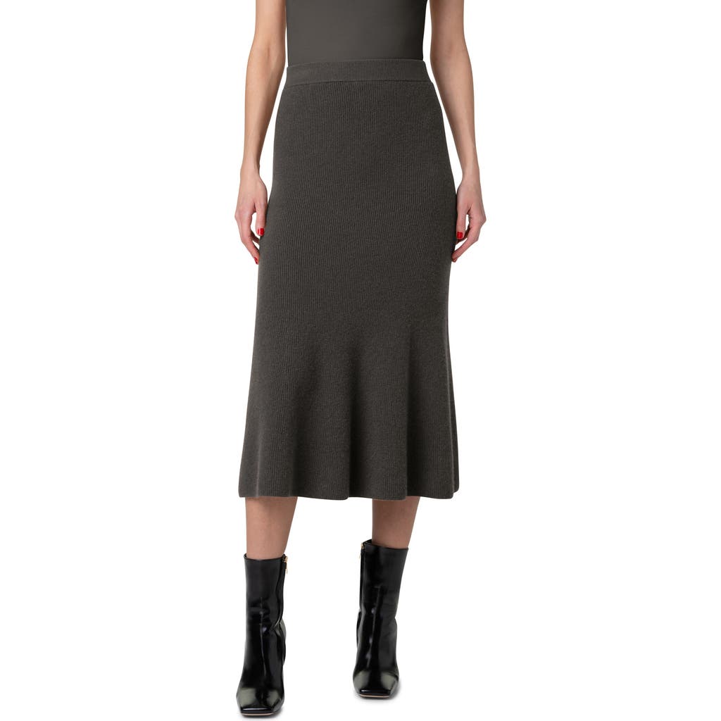 Akris Cashmere Rib Midi Sweater Skirt In Kale Green