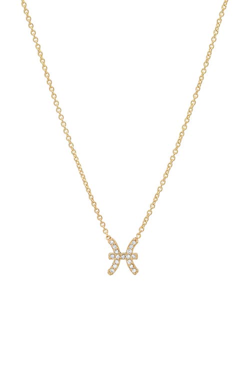 Diamond Zodiac Pendant Necklace in 14K Yellow Gold - Pisces