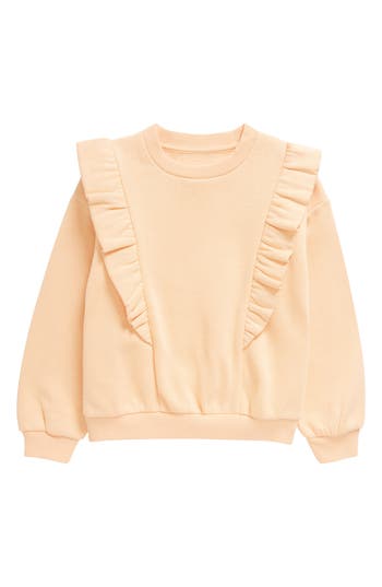 Tucker + Tate Kids' Ruffle Fleece Sweatshirt In Coral Petal