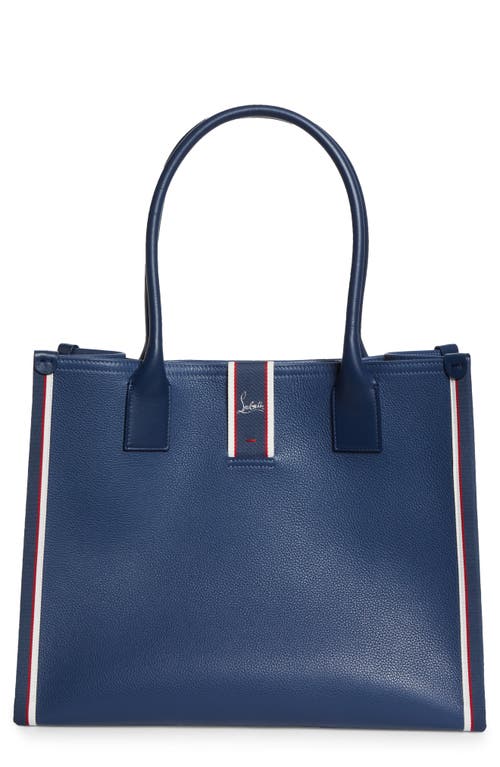 Shop Christian Louboutin Large Extra Large Nastroloubi Fique À Vontade Leather Tote In Denim/denim/multi