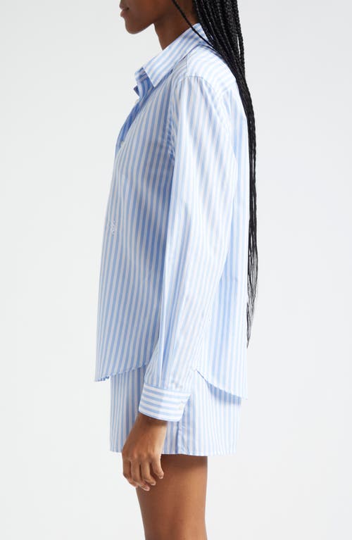 Shop Sporty And Rich Sporty & Rich Stripe Cotton Button-up Shirt In White/sky Blue Large Stripe