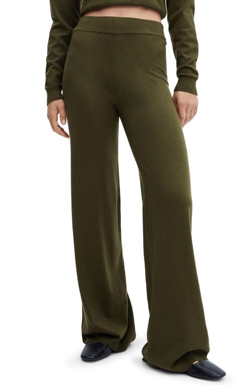 MANGO Knit Wide Leg Pants Khaki at Nordstrom,