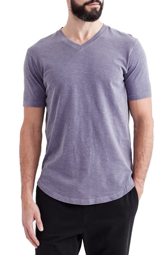 Goodlife Sun Faded Slub Scallop V-neck T-shirt In Acai | ModeSens