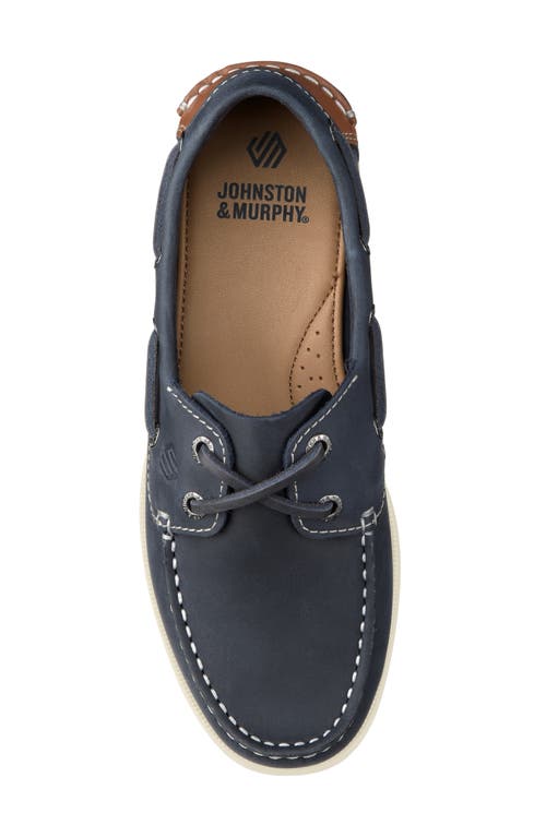 Johnston & Murphy Kids' Zeke Boat Shoe In Navy Oiled Nubuck